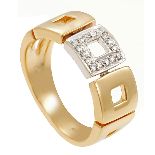 Diamantring, 14K, Gelb-/Weißgold, Brillanten 0,16 ct