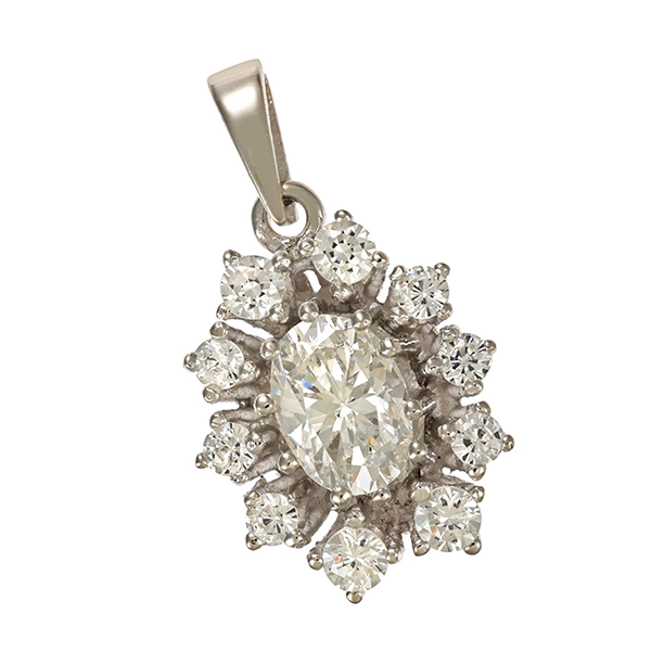 Anhänger, 14K, Weißgold, Zirkonia,
