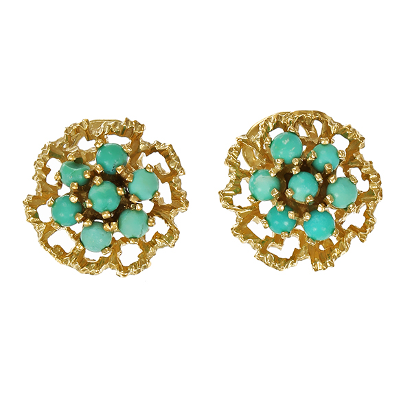 Ohrstecker, 14K, Gelbgold, Türkis 