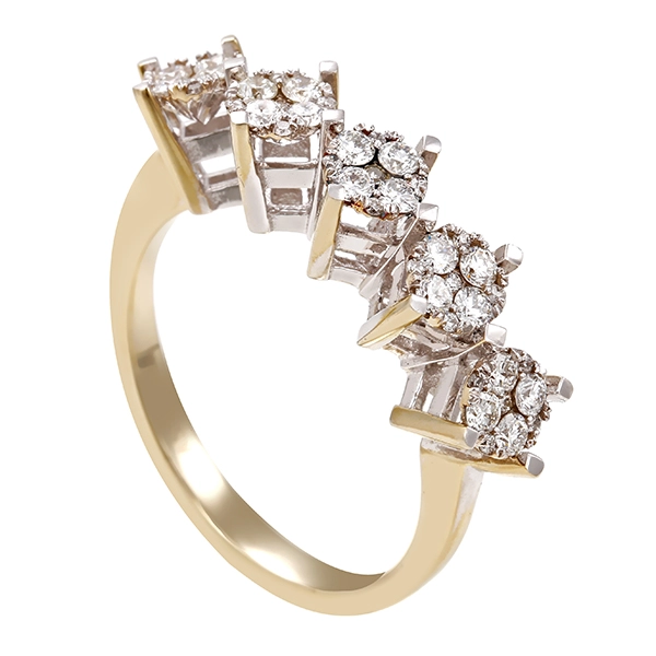 Diamantring, 8K, Gelb-/Weißgold, brillanten
