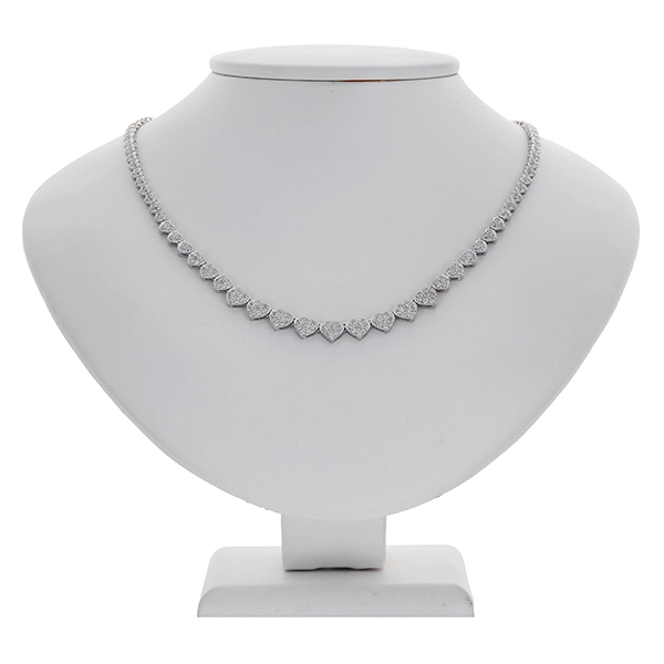 Collier, 18K, Weißgold, Zirkonia, Herz