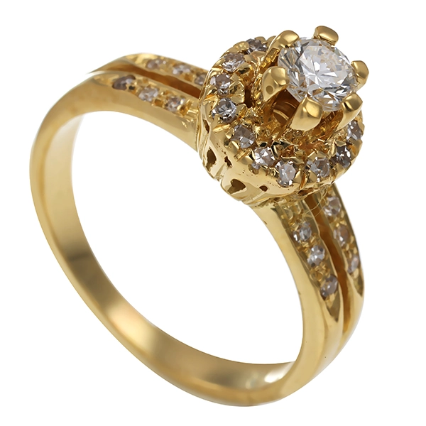 Diamantring, 18K, Gelbgold, Diamanten, Brillant