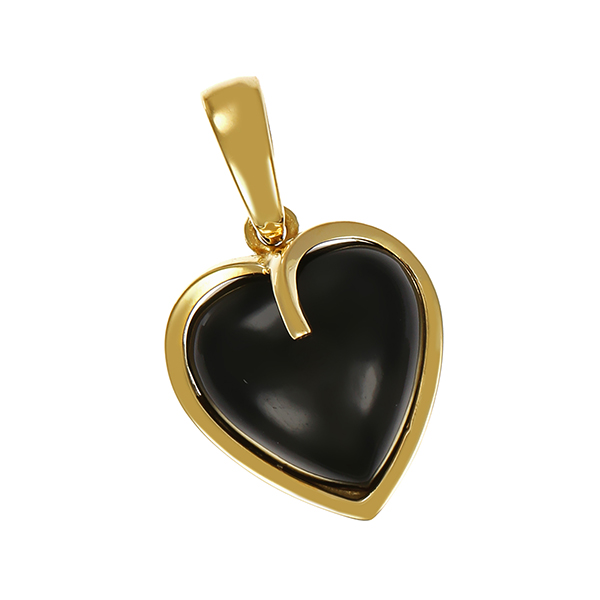 Anhänger, 14K, Gelbgold, Onyx, Herz
