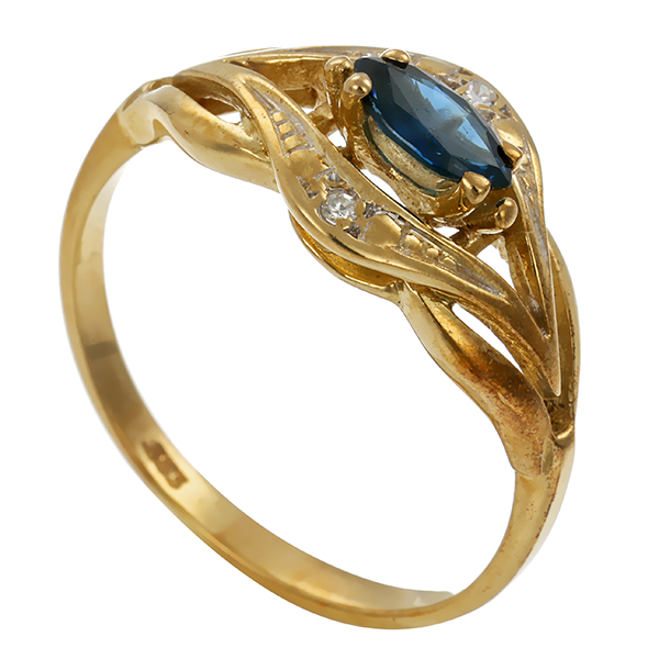 Ring, 8K, Gelbgold, Saphir, Diamanten