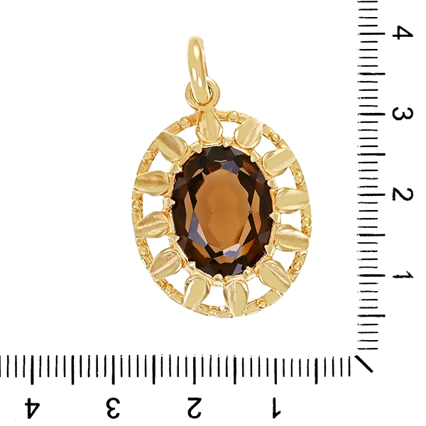 Anhänger, 14K, Gelbgold, Rauchquarz