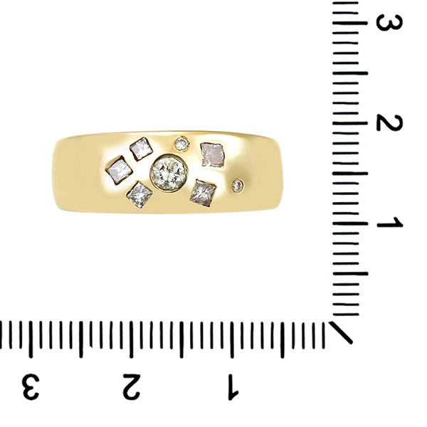 Diamantring, 14K, Gelbgold, Brillanten, Diamanten