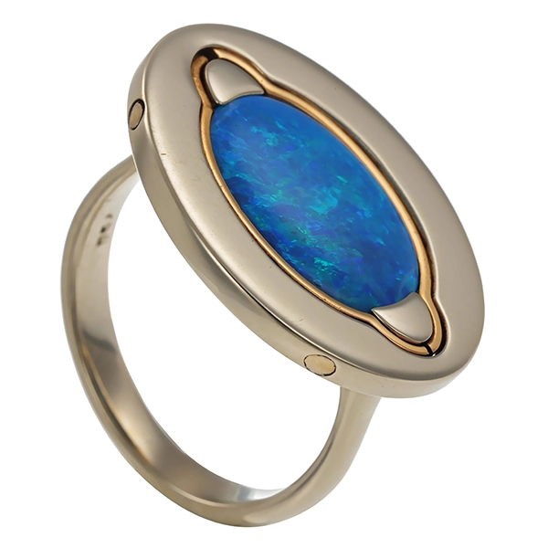 Ring, 18K, Gelb-/Weißgold, Opal