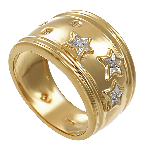 Diamantring, 14K, Gelbgold, Diamanten 