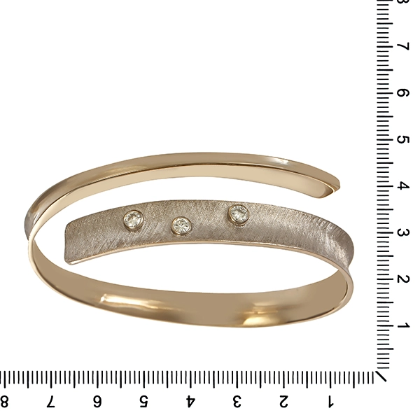 Armreif, 14K, Weiß-/Gelbgold, Handarbeit, Brillanten 0,50 ct