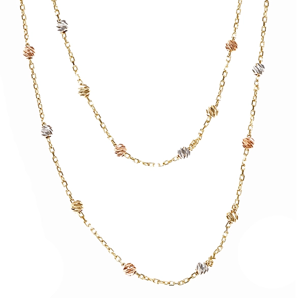 Collier, 14K, Tricolor, Anker, L47-48cm, Schmuckstein,