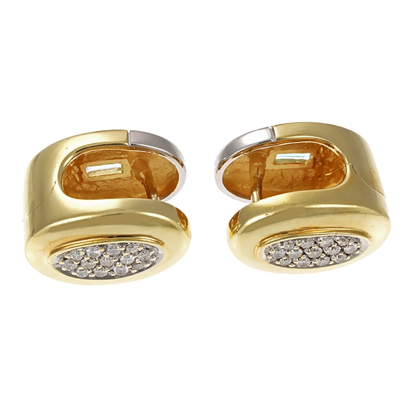 Creolen, 14K, Gelb-/Weißgold, Topas, Diamant