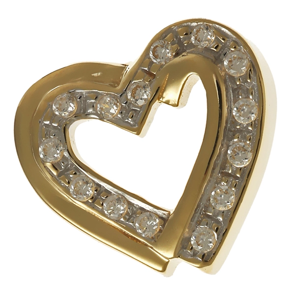 Anhänger, 14K, Gelb-/Weißgold, Zirkonia, Herz