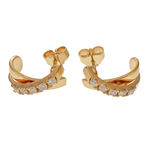 Steckcreolen, 14K, Gelbgold, Brillant 0,40 ct