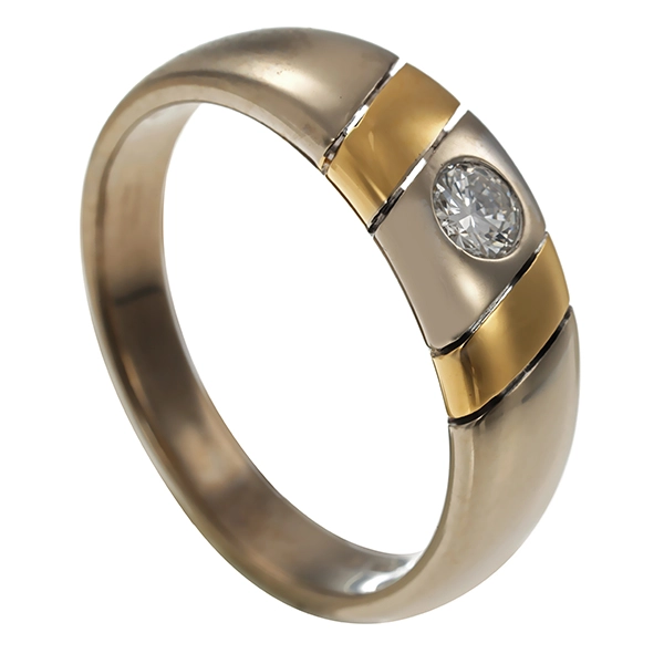 Herrenring, 18K, Gelb-/Weißgold, Brillant 0,20ct