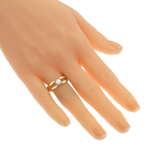 Ring, 14K, Gelbgold, Perle