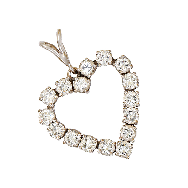 Anhänger, 18K, Weißgold, Brillanten 1,40 ct, Herz