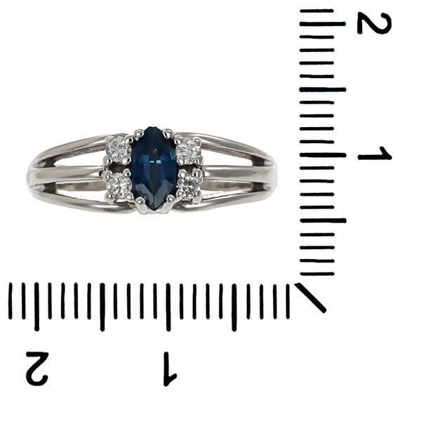 Ring, 14K, Weißgold, Brillanten, Saphir