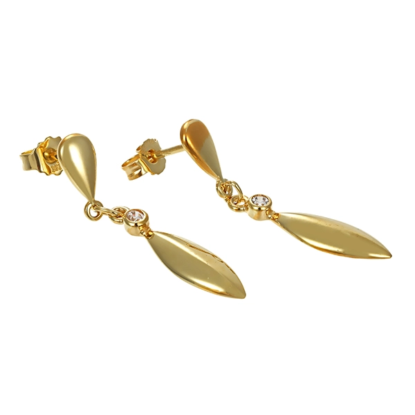 Ohrhänger, 8K, Gelbgold, Zirkonia