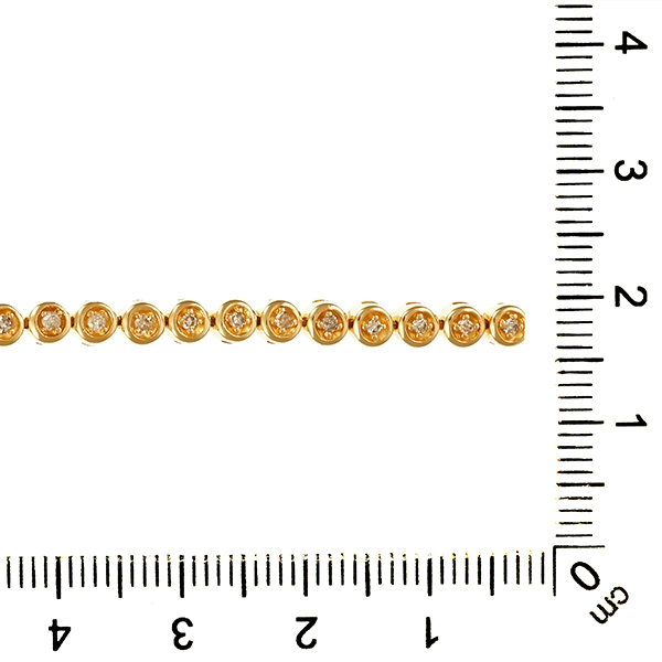 Tennisarmband, 14K, Gelbgold, Diamanten, Herz