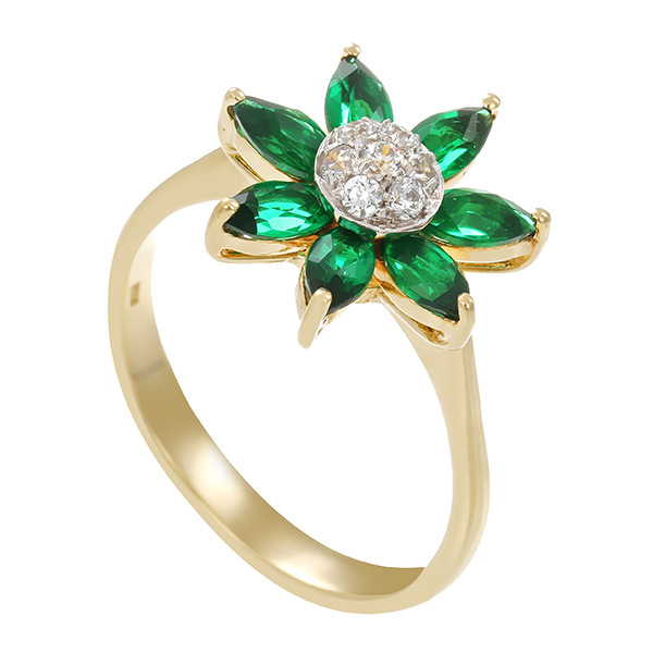 Ring, 14K, Gelbgold, Zirkonia, Schmucksteine