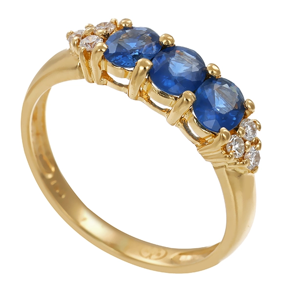 Ring, 18K, Gelbgold, Saphir, Brillant