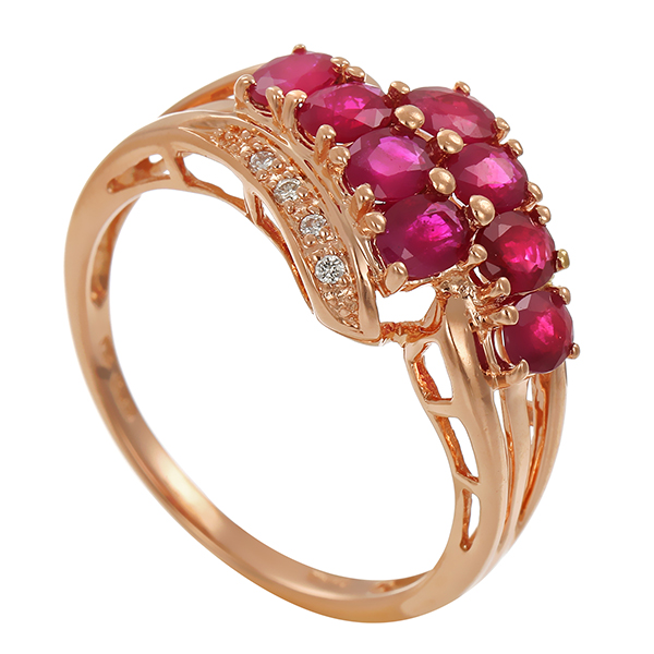 Ring, 14K, Rotgold, Rubin, Brillant