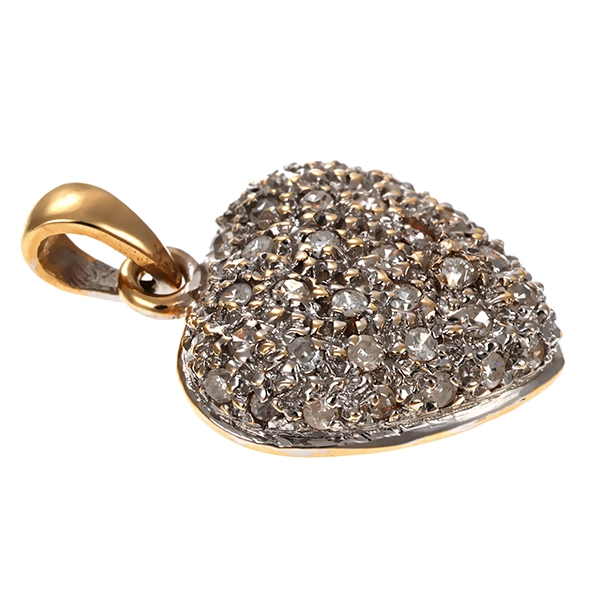 Anhänger, 14K, Gelb-/Weißgold, Diamant, Herz