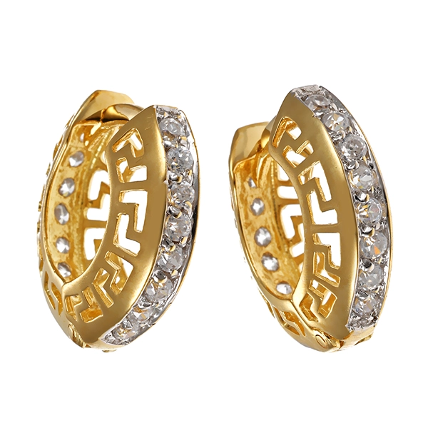 Creolen, 14K, Gelb-/Weißgold, Zirkonia
