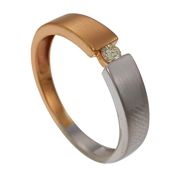 Diamantring, 9K, Weiß-/Rotgold, Brillant