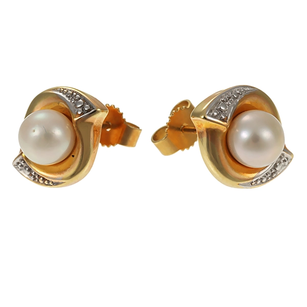 Ohrstecker, 14K, Gelb-/Weißgold, Perlen