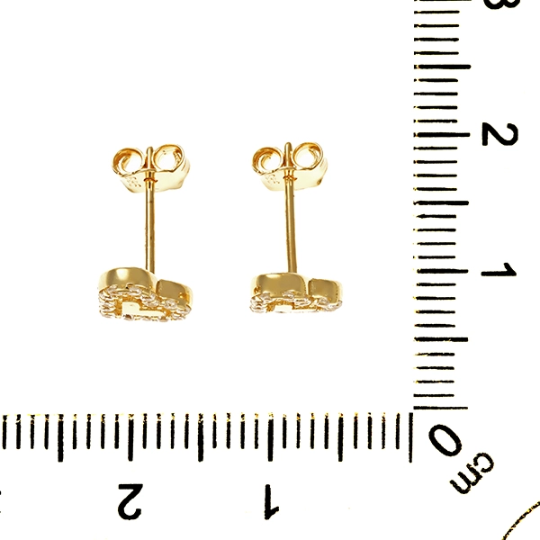 Ohrstecker, 14K, Gelbgold, Herzen, Zirkonia