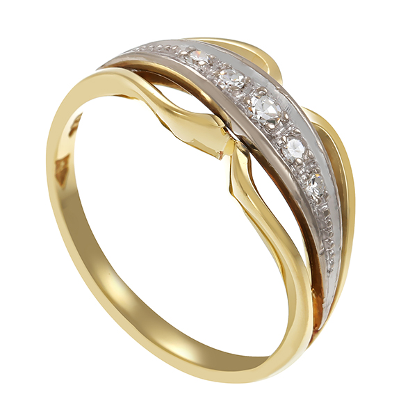 Diamantring, 14K, Gelb-/Weißgold, Diamant