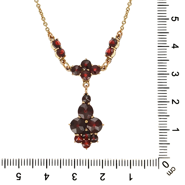 Collier, 8K, Gelbgold, Granat