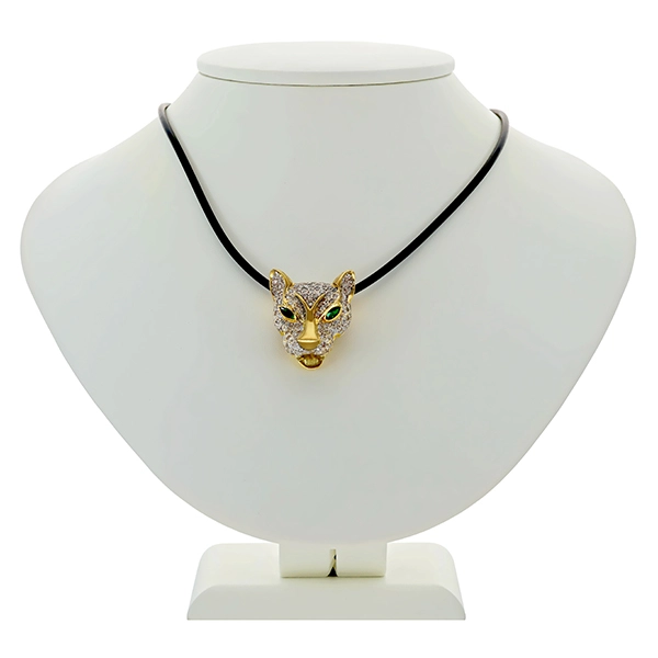 Collier, 18K, Gelbgold, Brillant, Smaragd