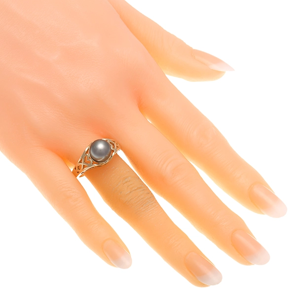 Ring, 14K, Gelbgold, Perle