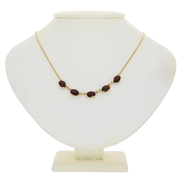 Collier, 8K, Gelbgold, Granat