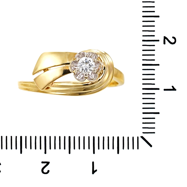 Diamantring, 14K, Gelb-/Weißgold, Brillant 0,14 ct