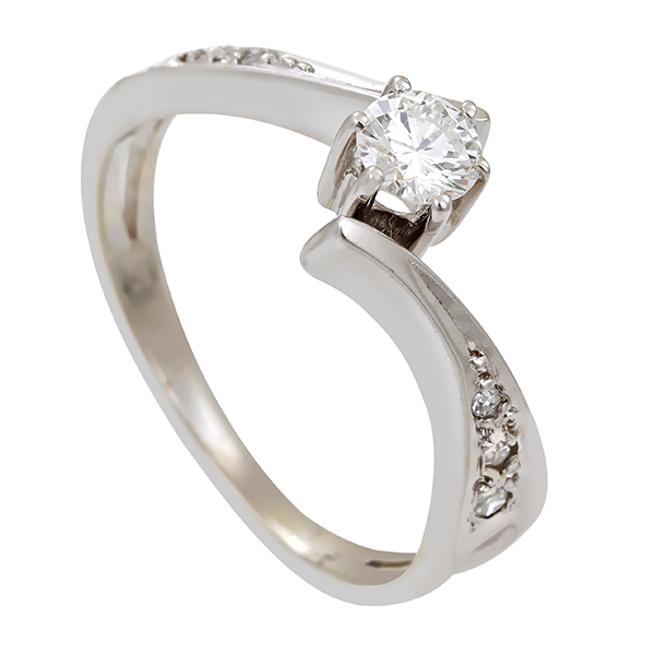 Diamantring, 14K, Weißgold, Brillant, Diamanten
