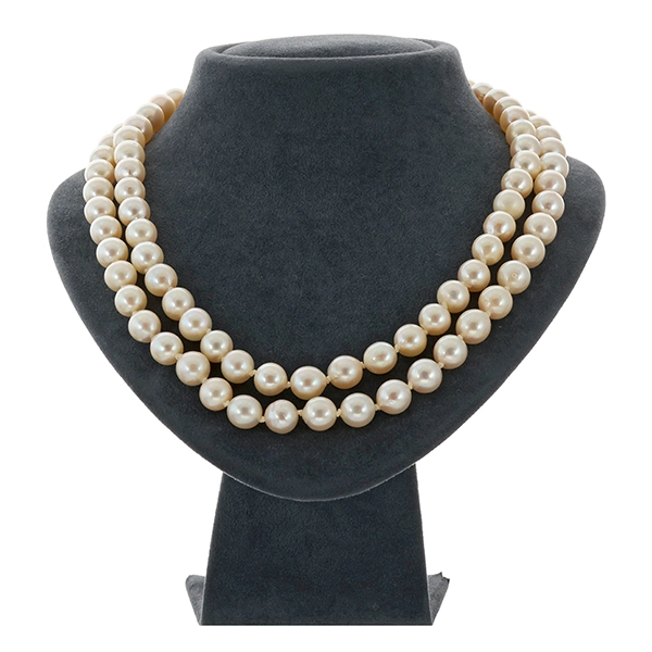 Perlenkette, 14K, Weißgold