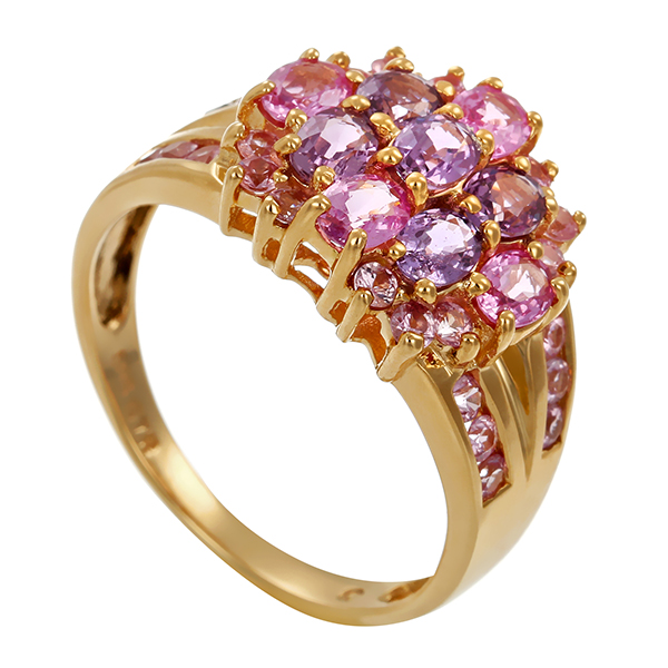 Ring, 14K, Gelbgold, Saphire pink