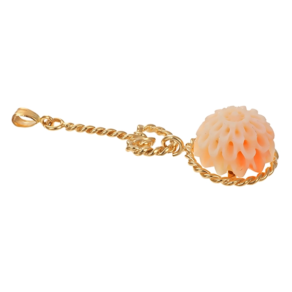 Anhänger, 14K, Gelbgold, Koralle