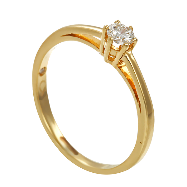 Diamantring, 18K, Gelbgold, Brillant 0,16 ct