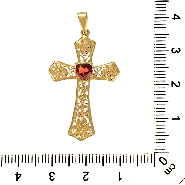 Anhänger, 8K, Gelbgold, Granat