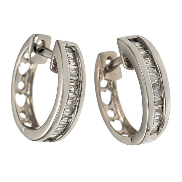 Creolen, 18K, Weißgold, Diamanten 0,14 ct
