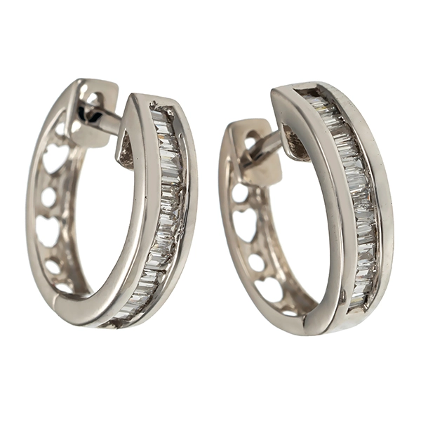 Creolen, 18K, Weißgold, Diamanten 0,14 ct
