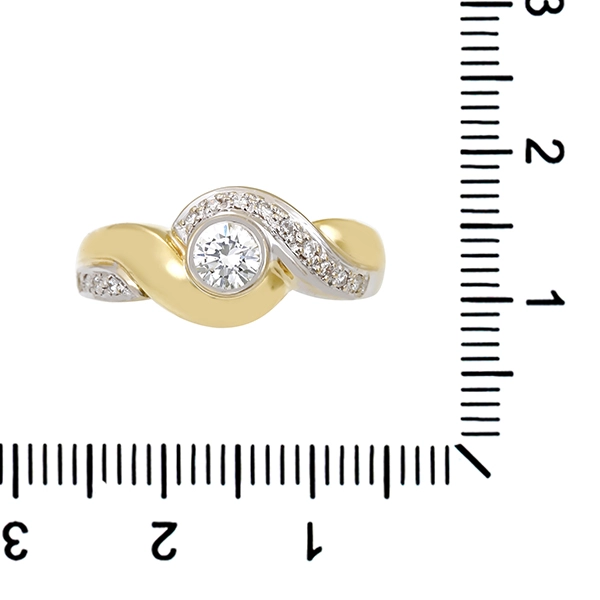 Diamantring, 14K, Gelb-/Weißgold, Brillanten 0,40ct