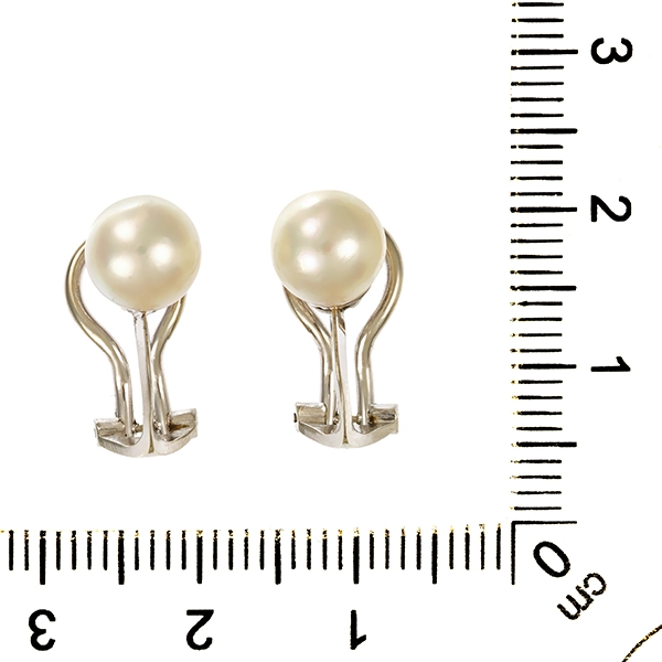 Ohrclipse, 14K, Weißgold, Perlen