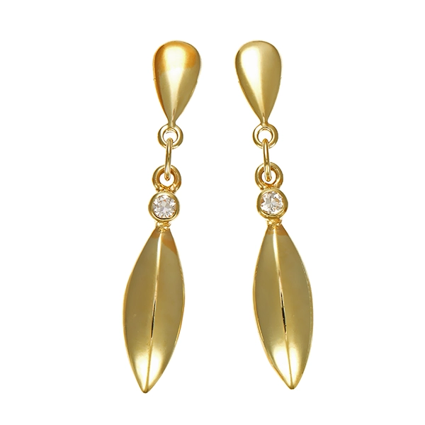 Ohrhänger, 8K, Gelbgold, Zirkonia