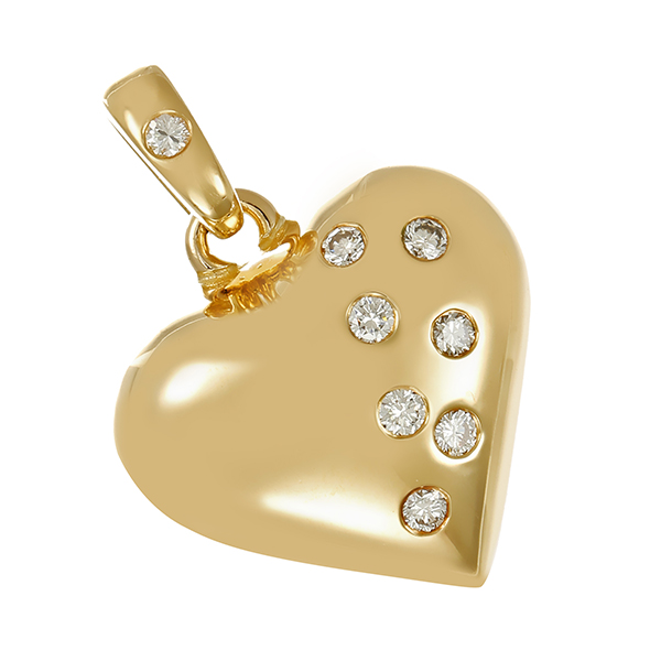 Anhänger, 14K, Gelbgold, Brillanten, Herz 