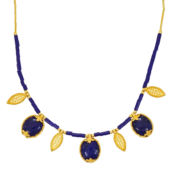 Collier, 14K, Gelbgold, Lapis